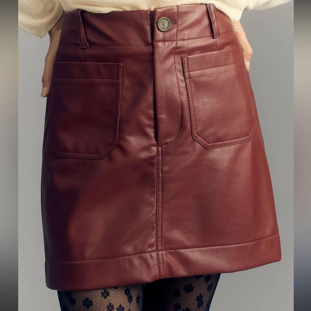 MWT Maeve for Anthropologie Colette Faux Leather Mini skirt